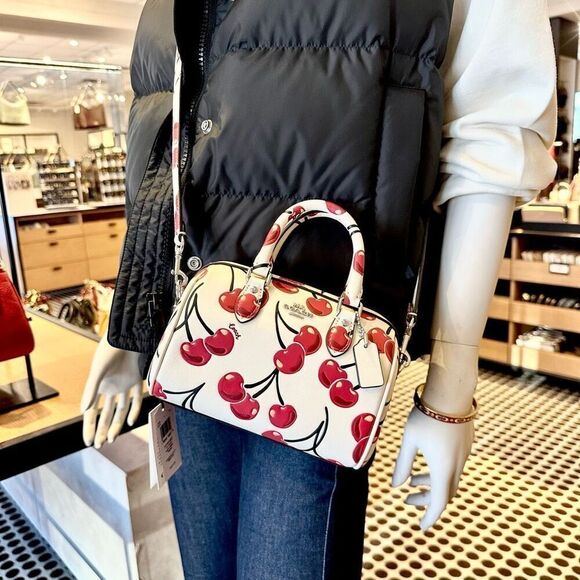 NWT❤️ COACH Mini Rowan Crossbody Bag With Cherry Print CY745 - Picture 7 of 12
